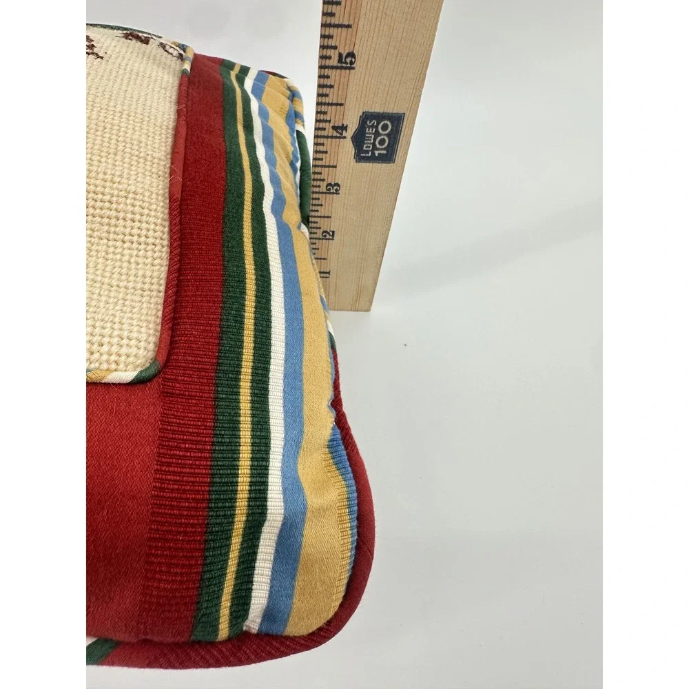 Vintage Needlepoint Pillow If Mother Says No Ask Grandma Striped Accent 12x12